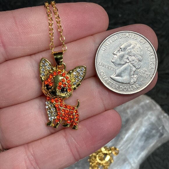 Cute Blingy Chihuahua Dog Necklace Pendant Jewelry - Picture 5 of 6